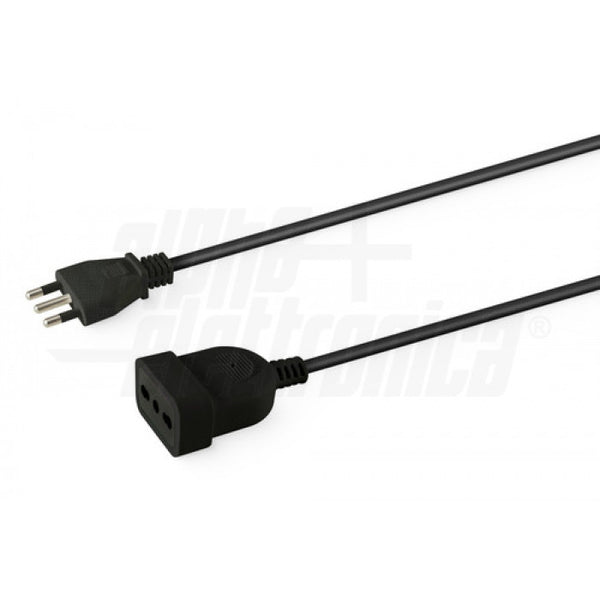 Prolunga da spina 3 poli Italia 16A a presa Italia Bipasso 16A - 10m - Cavo nero