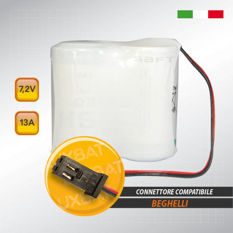 BATTERIA PER ANTIFURTO LITIO 7,2V 13AH SAFT D BEGHELLI 8132