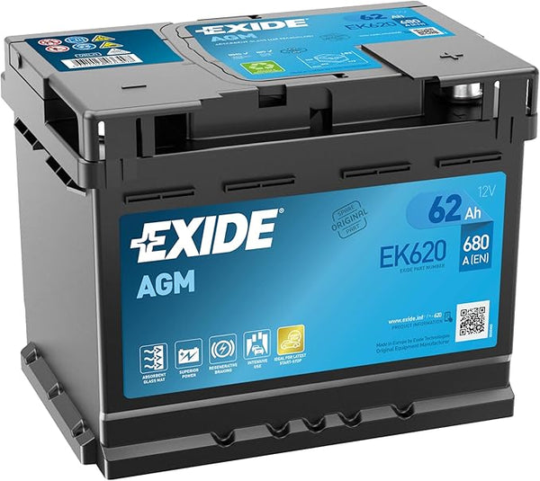 BATTERIA EXIDE EK620 12V 62AH 680A AGM